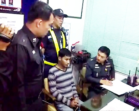 The drug dealer is questioned at the police station